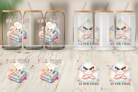 Glass Can Watercolor Sarcastic 90s Office Quotes Sublimation artnoy 