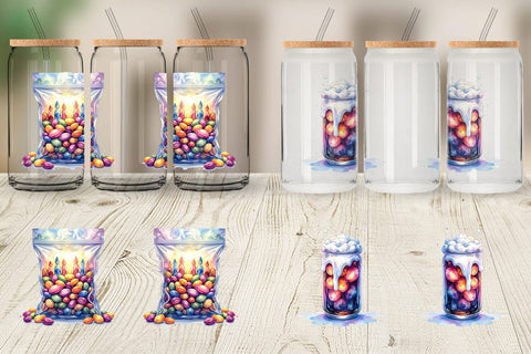 Glass Can Watercolor Sarcastic Camp Food Snacks Sublimation artnoy 