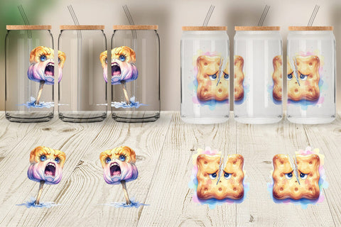 Glass Can Watercolor Sarcastic Camp Food Snacks Sublimation artnoy 
