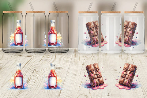 Glass Can Watercolor Sarcastic Camp Food Snacks Sublimation artnoy 