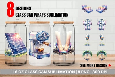 Glass Can Watercolor Sarcastic Glamping Fails Sublimation artnoy 