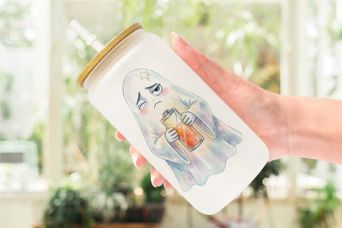 Glass Can Watercolor Sarcastic Introvert Ghost Sublimation artnoy 