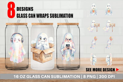 Glass Can Watercolor Sarcastic Introvert Ghost Sublimation artnoy 