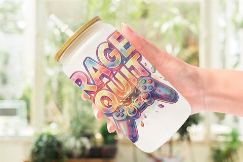 Glass Can Watercolor Sarcastic Retro Gaming Quotes Sublimation artnoy 