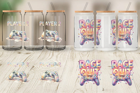 Glass Can Watercolor Sarcastic Retro Gaming Quotes Sublimation artnoy 