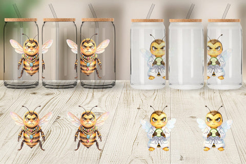 Glass Can Watercolor Sassy Queen Bee Vacation Art Sublimation artnoy 
