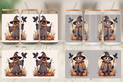 Glass Can Watercolor Scarecrow Sublimation artnoy 