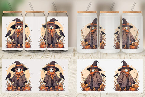Glass Can Watercolor Scarecrow Sublimation artnoy 