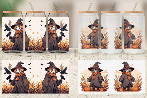 Glass Can Watercolor Scarecrow Sublimation artnoy 