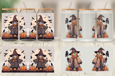 Glass Can Watercolor Scarecrow Sublimation artnoy 