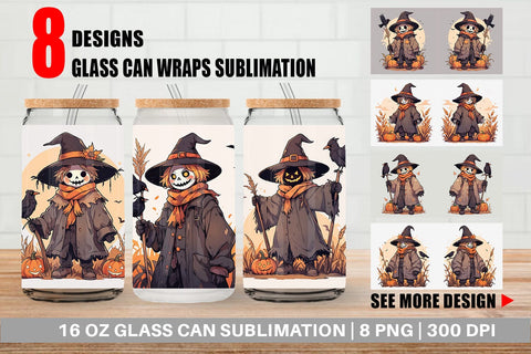 Glass Can Watercolor Scarecrow Sublimation artnoy 