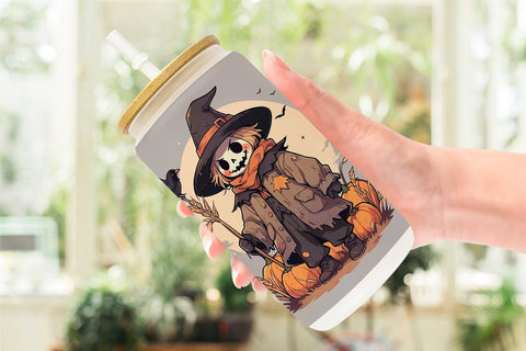 Glass Can Watercolor Scarecrow Sublimation artnoy 