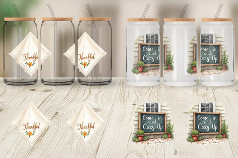Glass Can Watercolor Signs of Thanks Sublimation artnoy 