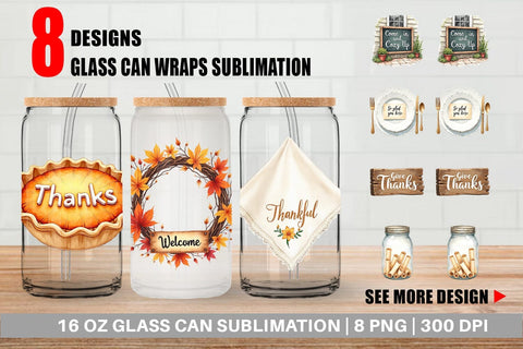Glass Can Watercolor Signs of Thanks Sublimation artnoy 