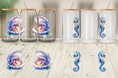 Glass Can Watercolor Sleepy Baby Ocean Animals Sublimation artnoy 
