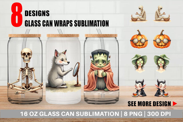 Glass Can Watercolor Spooky Self Care Sublimation artnoy 