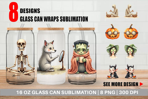 Glass Can Watercolor Spooky Self Care Sublimation artnoy 