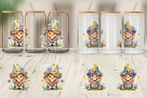 Glass Can Watercolor Spring Lion Sublimation artnoy 