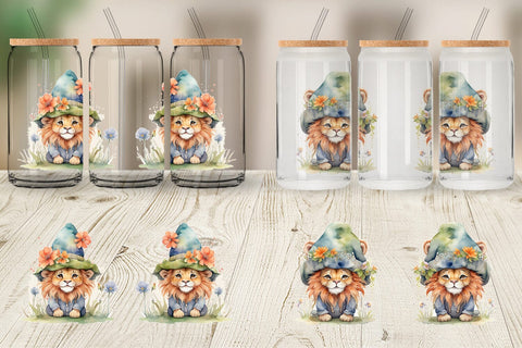 Glass Can Watercolor Spring Lion Sublimation artnoy 