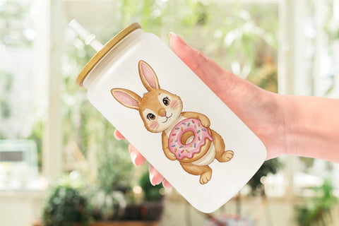 Glass Can Watercolor Sweet Candy Easter Bunny Sublimation artnoy 