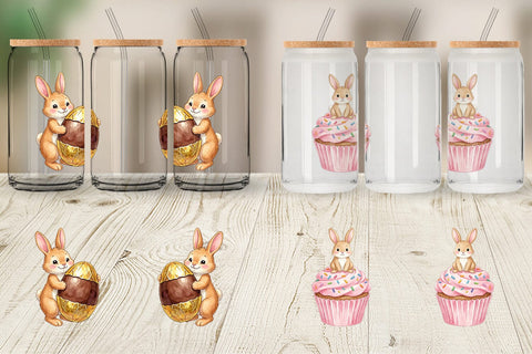 Glass Can Watercolor Sweet Candy Easter Bunny Sublimation artnoy 