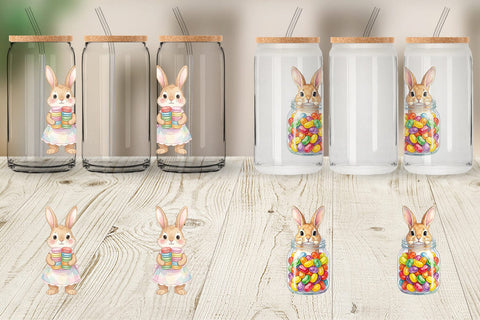 Glass Can Watercolor Sweet Candy Easter Bunny Sublimation artnoy 