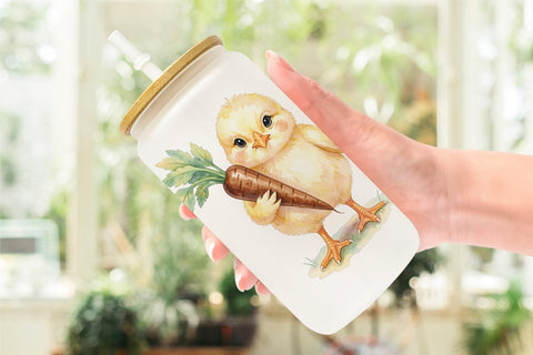 Glass Can Watercolor Sweet Candy Easter Chicks Sublimation artnoy 