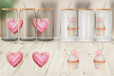 Glass Can Watercolor Sweet Easter Heart Treats Sublimation artnoy 
