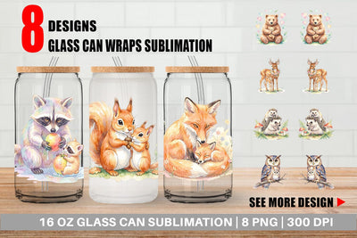Glass Can Watercolor Sweet Forest Motherhood Sublimation artnoy 