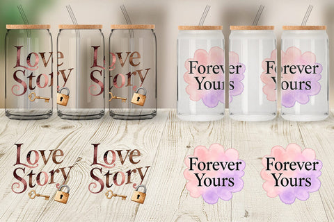 Glass Can Watercolor Sweetheart Quotes Sublimation artnoy 