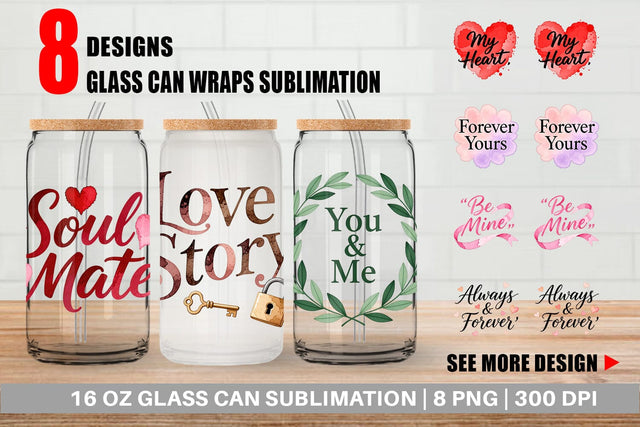 Glass Can Watercolor Sweetheart Quotes Sublimation artnoy 