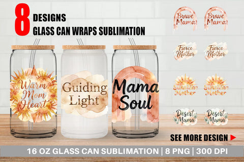Glass Can Watercolor Terracotta Boho Abstract Mom Quotes Sublimation artnoy 