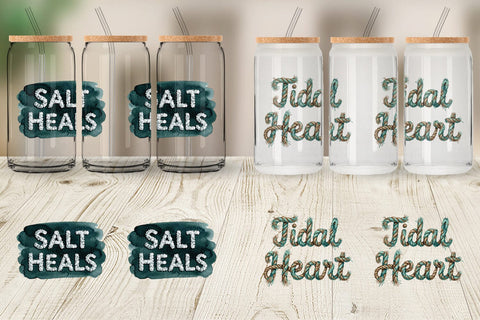 Glass Can Watercolor Tidal Fluid Blue Affirmations Sublimation artnoy 