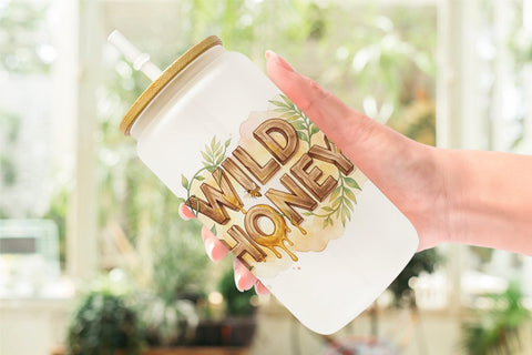 Glass Can Watercolor Tropical Aloha Bee Quotes Sublimation artnoy 