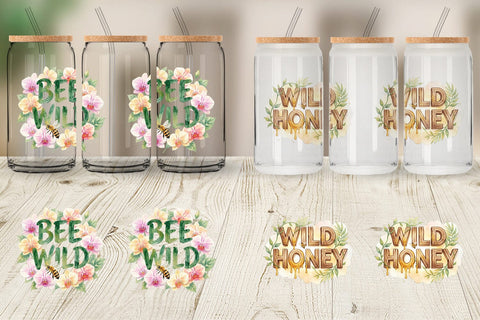 Glass Can Watercolor Tropical Aloha Bee Quotes Sublimation artnoy 