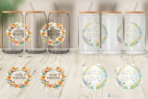 Glass Can Watercolor Tropical Aloha Bee Quotes Sublimation artnoy 