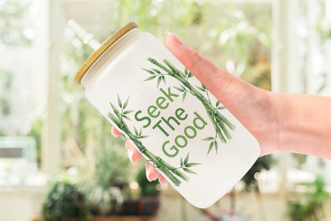 Glass Can Watercolor Vibrant Tropical Growth Quote Sublimation artnoy 