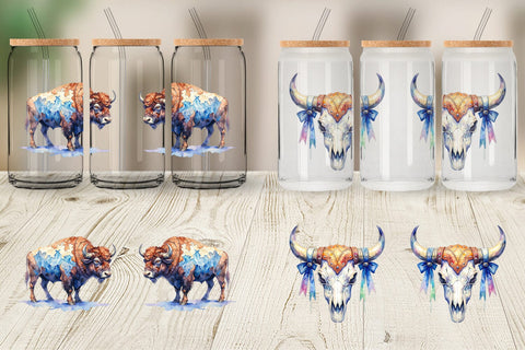 Glass Can Watercolor Western Cowgirl Sublimation artnoy 