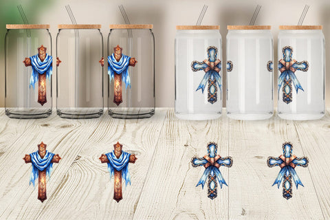 Glass Can Watercolor Western Cross Sublimation artnoy 