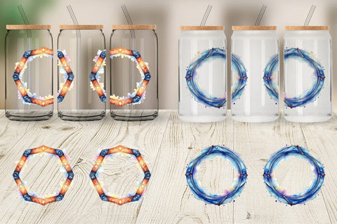 Glass Can Watercolor Western Frame Sublimation artnoy 