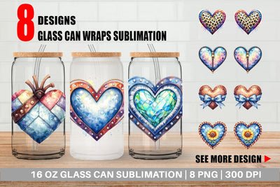 Glass Can Watercolor Western Heart Sublimation artnoy 
