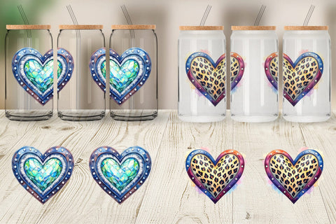 Glass Can Watercolor Western Heart Sublimation artnoy 