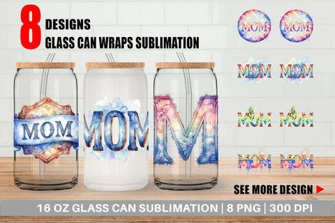 Glass Can Watercolor Western Mom Sublimation artnoy 
