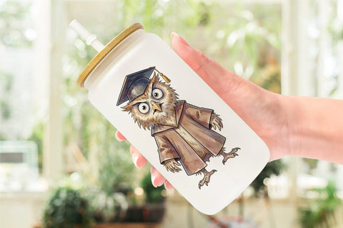 Glass Can Watercolor Whimsical Animal Graduates Sublimation artnoy 