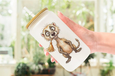 Glass Can Watercolor Wild Animal Graduation Party Sublimation artnoy 