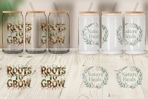 Glass Can Watercolor Wildflower Boho Growth Quote Sublimation artnoy 