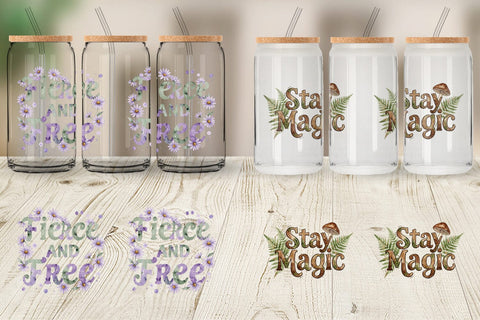 Glass Can Watercolor Wildflower Boho Growth Quote Sublimation artnoy 
