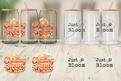 Glass Can Watercolor Wildflower Boho Growth Quote Sublimation artnoy 