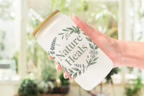 Glass Can Watercolor Wildflower Boho Growth Quote Sublimation artnoy 