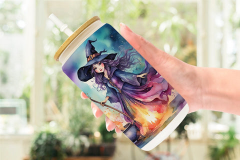 Glass Can Watercolor Witch Sublimation artnoy 